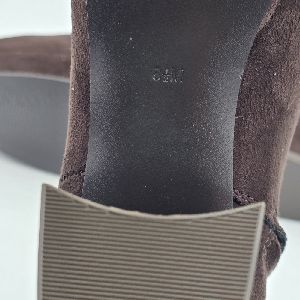 Calvin Klein Uda 2 Faux Suede Heeled Ankle Booties, Chocolate (Brown), Wmns 8.5M - Picture 14 of 16